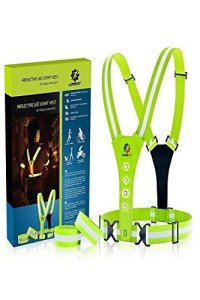 LUMEFIT Running Reflective Vest, High Visibility Vests with Armbands, High Vis Tank Top for Kids Women Men, Adjustable Safety Gear Harness, 8 LED Chest Running Lights for Night Cycling Walking Jogging