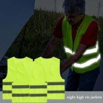 3 Pcs Hi Vis Vest, Yellow Jackets Reflective Hi Vis Jacket, Safety Reflective Vest Hivisible Vest for Traffic Work, Security Guard, Running Mens Womens Boys Girls