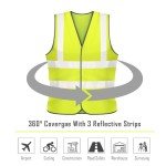 Vasego - 5 Pack of Plain Hi Visibility Reflective Safety Vest for Men & Women Fluorescent Waistcoat for Outdoor Running Walking Motor Bicycle Drivers -Class 2 (Plain Vest, Yellow, M)