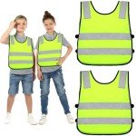 2 Pieces Kids High Vis Vest, Reflective High Vis Vests Kids Hi Vis Vest, Hi Vis Vest Kids High Vis Jackets for Girls Boys Outdoor