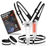 ICOCOPRO LED Reflective Vest Running Gear, High Visibility Running Vest USB Rechargeable Running Lights for Runners with Armbands, 360° Visibility, Adjustable LED Vest Lights for Jogging Running