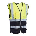 Blackrock Yellow & Black Premium Hi Vis Vest With Pockets, ID Pouch & Key Loop, Mens Womens Reflective High Vis Vests With Secure Zip, Safety Vest Security Clothing, Fully EN Certified - Size Medium