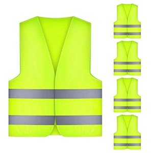 DARENYI 5 Pack Hi Vis Vest, Reflective Jacket, Safety Vestst, High Visibility Reflective Safety Security Vest for Construction Work, Traffic Work, Running, Surveyor and Security Guard Construction