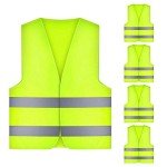 DARENYI 5 Pack Hi Vis Vest, Reflective Jacket, Safety Vestst, High Visibility Reflective Safety Security Vest for Construction Work, Traffic Work, Running, Surveyor and Security Guard Construction