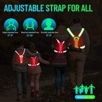ICOCOPRO LED Reflective Vest Running Gear, High Visibility Running Vest USB Rechargeable Running Lights for Runners with Armbands, 360° Visibility, Adjustable LED Vest Lights for Jogging Running