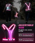 Fitense LED Reflective Vest Running Gear - 5 Lights Colors High Visibility Reflective Running Gear Rechargeable Light Up Running Vest for Walking Running Cycling, Adjustable for Men Women Kid