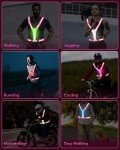 Fitense LED Reflective Vest Running Gear - 5 Lights Colors High Visibility Reflective Running Gear Rechargeable Light Up Running Vest for Walking Running Cycling, Adjustable for Men Women Kid