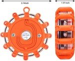 [4 Pack] LED Road Flares Safety Flashing Warning Light Roadside Emergency Disc Beacon Kit for Vehicles Boats with Magnetic Base & Hook, Premium Storage Bag (Batteries Not Included) (4)