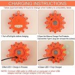 Amzpas USB Rechargeable LED Road Flares Emergency Lights-Roadside Warning Car Safety Beacon Flashing Disc Flare Kit with Magnetic Base & Hook for Vehicles & Boat(3 Pack-Orange Light)