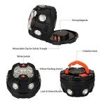 Car LED light Road Flares, Vehicle Emergency Breakdown Kit, with 8 Amber Flashing modes,Warning Signal beacon disc for safety with 1.5km 360 degree visibility plus magnetic base and hook attachment