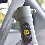 AA 3-in-1 Emergency Flashing Beacon Torch Glass Hammer Seatbelt Cutter Rescue Tool for Cars and Other Vehicles AA1306, Grey