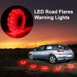 Palmcee 6 Pack LED Road Flares Flashlight, 9 Flash Modes Warning Light Roadside Emergency Disc Beacon Kit with Magnetic Base & Hook Premium Storage Bag for Car Truck Vehicles Boats