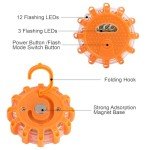 Palmcee 6 Pack LED Road Flares Flashlight, 9 Flash Modes Warning Light Roadside Emergency Disc Beacon Kit with Magnetic Base & Hook Premium Storage Bag for Car Truck Vehicles Boats