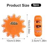 Palmcee 6 Pack LED Road Flares Flashlight, 9 Flash Modes Warning Light Roadside Emergency Disc Beacon Kit with Magnetic Base & Hook Premium Storage Bag for Car Truck Vehicles Boats