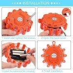 LED Road Flare, Emergency Disc Beacon with 9 Flash Modes, Magnetic Base & Hook Storage Bag Roadside Flashing Warning Lights for Car Truck Boats (4)
