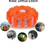 LED Road Flare, Emergency Disc Beacon with 9 Flash Modes, Magnetic Base & Hook Storage Bag Roadside Flashing Warning Lights for Car Truck Boats (4)
