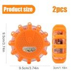 CAMUSBR 2 Pack Flashing Lights, LED Road Flares Car Emergency Kit, Warning Car Safety Beacon Flashing Disc Flare Kit with Magnetic Base for Vehicle Boat Car Truck | 9 Flash Modes