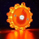 LED Road Flare, Emergency Disc Beacon with 9 Flash Modes, Magnetic Base & Hook Storage Bag Roadside Flashing Warning Lights for Car Truck Boats (4)