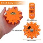 [3 Pack] LED Road Flare, USB Rechargeable Emergency Disc Beacon with 9 Flash Modes, 3 in 1 Charging Cable & Car Charger Roadside Flashing Warning Lights for Car Truck Boats（Batteries Included）