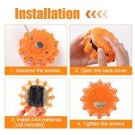 CAMUSBR 2 Pack Flashing Lights, LED Road Flares Car Emergency Kit, Warning Car Safety Beacon Flashing Disc Flare Kit with Magnetic Base for Vehicle Boat Car Truck | 9 Flash Modes