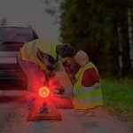 TEHEO Flashing Warning Lights, 3 Pieces Rechargeable Car Safety Road Flares Flashing Beacons Emergency SOS LED Strobe with Magnetic Base, for Traffic accidents, Breakdowns, Road & Water Hazards