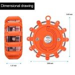 Yandu LED Road Flares (6 PACK) Emergency Beacon Safety Flare Flashing Warning Light for Car Truck Boat with Hook and Magnetic Base (Pack of 6, Orange)