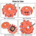 Amzpas 8 Pack LED Road Flare Road Light Emergency Roadside Safety Beacons Flashing Warning Light with Magnetic Base and Hook, for Traffic accidents, Breakdowns, Road & Water Hazards (8)