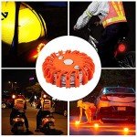TEHEO Flashing Warning Lights, 3 Pieces Rechargeable Car Safety Road Flares Flashing Beacons Emergency SOS LED Strobe with Magnetic Base, for Traffic accidents, Breakdowns, Road & Water Hazards