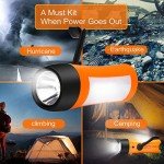 VFAN Rechargeable Hand Crank Generator/Flashlights/Charger for Phone Camping, Dog Walking Emergency Situations (Orange)