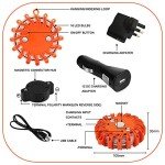 TEHEO Flashing Warning Lights, 3 Pieces Rechargeable Car Safety Road Flares Flashing Beacons Emergency SOS LED Strobe with Magnetic Base, for Traffic accidents, Breakdowns, Road & Water Hazards