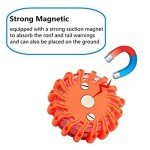 TEHEO Flashing Warning Lights, 3 Pieces Rechargeable Car Safety Road Flares Flashing Beacons Emergency SOS LED Strobe with Magnetic Base, for Traffic accidents, Breakdowns, Road & Water Hazards