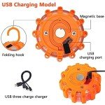 Aisny 3 Pack Car Warning Light, Waterproof LED Emergency Light with Car Charger 3 in 1 USB Cable and Warning Lights Bag LEDs Car Emergency Kit with 9 Flashing for Breakdown Truck RV Boat