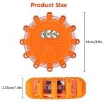 Aisny 3 Pack Car Warning Light, Waterproof LED Emergency Light with Car Charger 3 in 1 USB Cable and Warning Lights Bag LEDs Car Emergency Kit with 9 Flashing for Breakdown Truck RV Boat