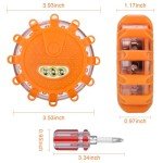 JIZZU Safety Warning Lights, 2Pcs Led Warning Lights With Screwdriver 9 Flash Modes Flashing Warning Roadside Flare with Magnetic Base Hook, Waterproof for Road Accidents, Breakdowns, Trucks