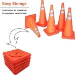 5pcs Collapsible Traffic Cones 18inch Road Parking Cones Safety Construction Cones Warning Emergency