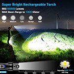 Glarylight Torches LED Super Bright, 500000 High Lumens Rechargeable Torch, Powerful Torch XHP70.2 with 6 Modes & Zoomable & IPX7 Waterproof, for Camping, Hiking, Emergencies(2 Pack)