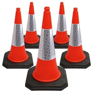 Street Solutions - 5 x 750mm Tall Traffic Cones with High-Quality Reflective Sleeve for Indoor and Outdoor Usage, Self Weighted Cones are Manufactured in The UK