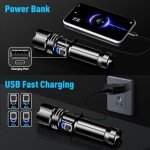 Glarylight Torches LED Super Bright, 500000 High Lumens Rechargeable Torch, Powerful Torch XHP70.2 with 6 Modes & Zoomable & IPX7 Waterproof, for Camping, Hiking, Emergencies(2 Pack)