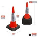 Street Solutions - 5 x 750mm Tall Traffic Cones with High-Quality Reflective Sleeve for Indoor and Outdoor Usage, Self Weighted Cones are Manufactured in The UK