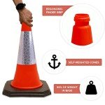 Street Solutions - 5 x 750mm Tall Traffic Cones with High-Quality Reflective Sleeve for Indoor and Outdoor Usage, Self Weighted Cones are Manufactured in The UK