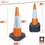5 x 750mm Traffic Cones in Orange for Indoor and Outdoor Usage - Large Traffic Cones are Self Weighted and Made from 100% Recycled Materials in The UK