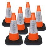 460mm 1-Piece Pack of 6 - High Traffic Cones for Street Safety - Strong and Durable Outdoor Cones with Very Low Centre of Gravity - U.K Made Safety Cones