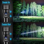 Glarylight Torches LED Super Bright, 500000 High Lumens Rechargeable Torch, Powerful Torch XHP70.2 with 6 Modes & Zoomable & IPX7 Waterproof, for Camping, Hiking, Emergencies(2 Pack)