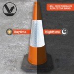 5 x 750mm Traffic Cones in Orange for Indoor and Outdoor Usage - Large Traffic Cones are Self Weighted and Made from 100% Recycled Materials in The UK