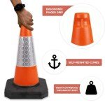 460mm 1-Piece Pack of 6 - High Traffic Cones for Street Safety - Strong and Durable Outdoor Cones with Very Low Centre of Gravity - U.K Made Safety Cones