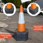5 x 750mm Traffic Cones in Orange for Indoor and Outdoor Usage - Large Traffic Cones are Self Weighted and Made from 100% Recycled Materials in The UK