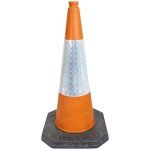 5 x 750mm Traffic Cones in Orange for Indoor and Outdoor Usage - Large Traffic Cones are Self Weighted and Made from 100% Recycled Materials in The UK