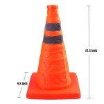 Bekith 4 Pack 15.5 Inch Collapsible Traffic Cones Safety Road Parking Cone Driving Construction Cones with Reflective Strips Collar, Orange