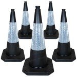 Street Solutions - 5 x 750mm Black Road Traffic Cones - Self Weighted - Premium Quality Safety Cone - Strong and Durable - with Extremely Low Centre of Gravity