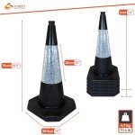Street Solutions - 5 x 750mm Black Road Traffic Cones - Self Weighted - Premium Quality Safety Cone - Strong and Durable - with Extremely Low Centre of Gravity